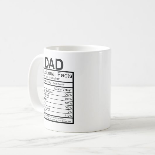 Super Dad Nutritional Label Koffiemok (Voorkant links)