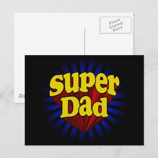 Super Dad, Superheld Red/Yellow/Blue Briefkaart (Voorkant / Achterkant)