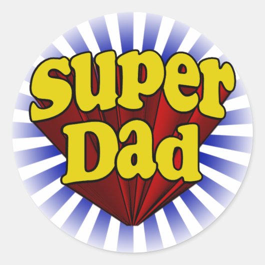 Super Dad, Superheld Red/Yellow/Blue Ronde Sticker (Voorkant)