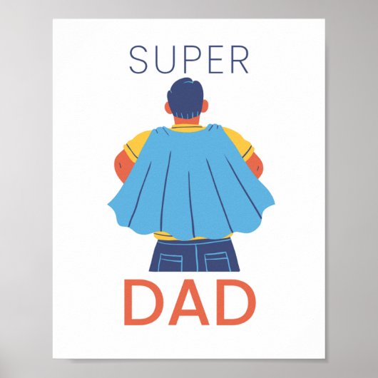 Super Dad Superhelden Cape Muur Kunst Poster Print (Voorkant)