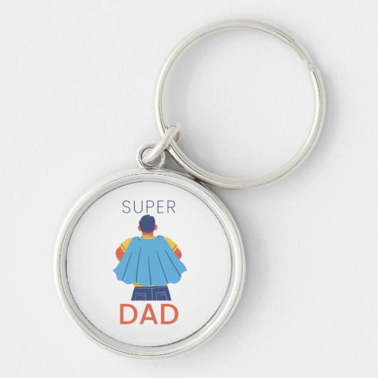 Super Dad Superhero Cape Ronde Sleutelhanger (Voorkant)