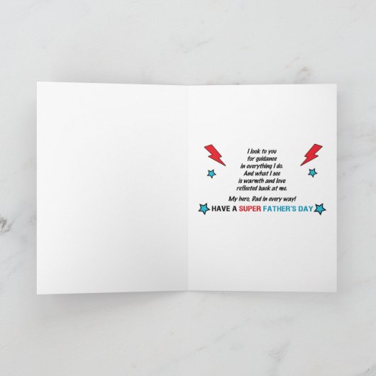 Super Dad Vaderdag Comic Book Theme Inside Art Kaart (Binnen)