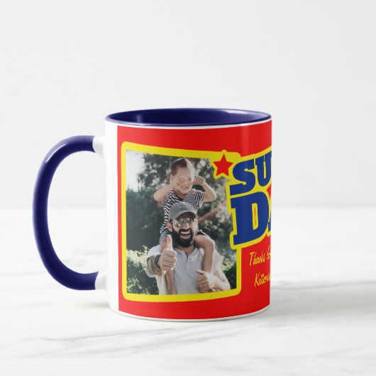 Super Dad voeg 2 foto's rode naam mok (Links)