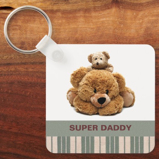 Super Daddy Cute Teddy Bears Gift Sleutelhanger (Voorkant)