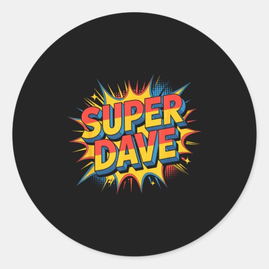 Super Dave Funny Name Daves Ronde Sticker (Voorkant)