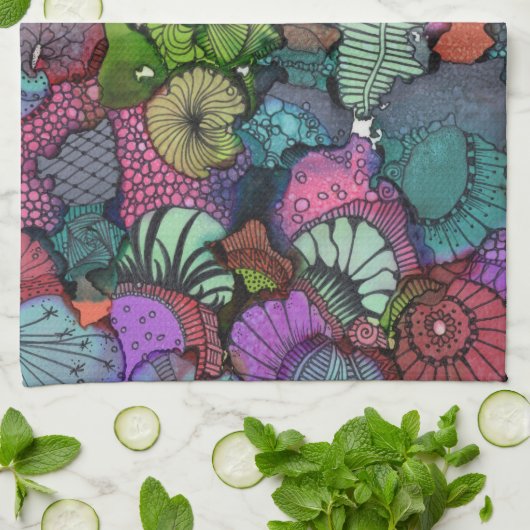 Super Doodle keukenhanddoek (Gevouwen)