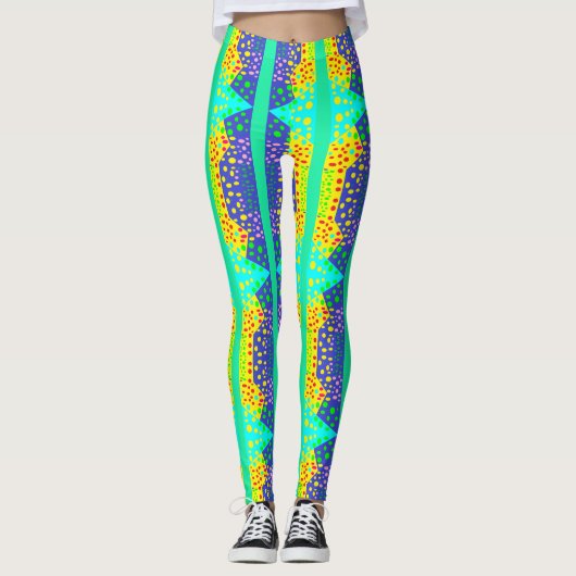 Super duper lichtblauw geel minuscuul patterend leggings (Voorkant)