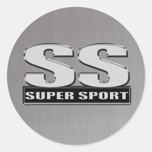 Super Duper Sport Staal Grijs Ronde Sticker (Voorkant)