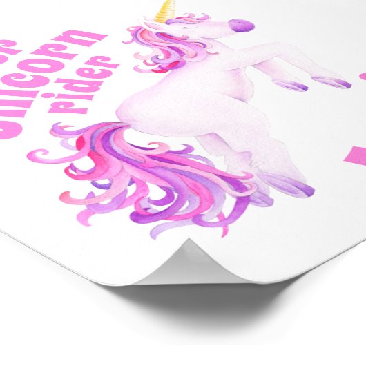 Super eenhoorn ruiter roze eenhoorn whim art poste poster (Hoek)