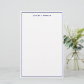 Super Eenvoud Blauw Wit Persoonlijk Briefpapier (Staand voorkant)