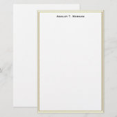 Super Eenvoud Dubbel Goud Lijst WT Gepersonaliseer Briefpapier (Voorkant / Achterkant)