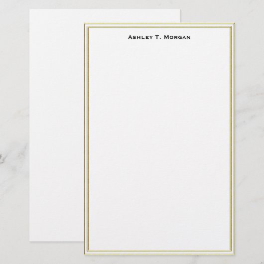 Super Eenvoud Dubbel Goud Lijst WT Gepersonaliseer Briefpapier (Voorkant / Achterkant)