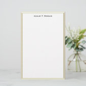 Super Eenvoud Dubbel Goud Lijst WT Gepersonaliseer Briefpapier (Staand voorkant)