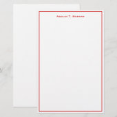 Super Eenvoud Rood Wit Gepersonaliseerd DIY Lijst Briefpapier (Voorkant / Achterkant)