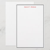 Super Eenvoud Zwart Rood Wit DIY Lijst Briefpapier (Voorkant / Achterkant)