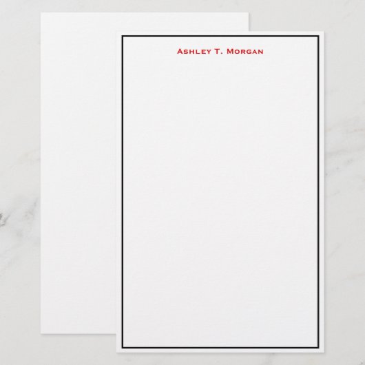 Super Eenvoud Zwart Rood Wit DIY Lijst Briefpapier (Voorkant / Achterkant)