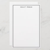 Super eenvoud zwart wit gepersonaliseerd briefpapier (Voorkant / Achterkant)