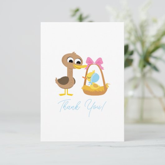 Super eenvoudig | 5 Little Ducks Boy Baby shower Bedankkaart (Staand voorkant)