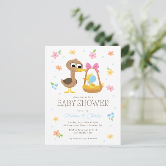 Super eenvoudig | 5 Little Ducks Boy Baby shower Briefkaart (Staand voorkant)
