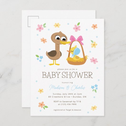 Super eenvoudig | 5 Little Ducks Boy Baby shower Briefkaart (Voorkant / Achterkant)