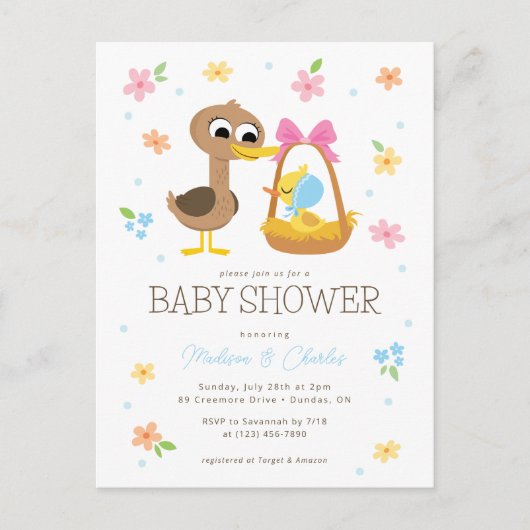 Super eenvoudig | 5 Little Ducks Boy Baby shower Briefkaart (Voorkant)