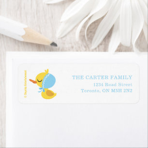 Super eenvoudig 5 Little Ducks Boy Baby shower Etiket