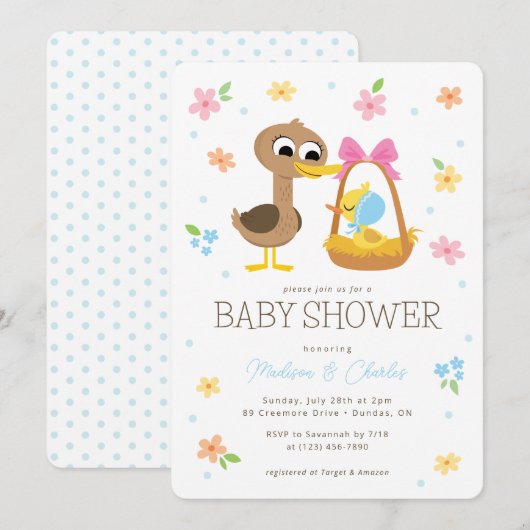 Super eenvoudig | 5 Little Ducks Boy Baby shower Kaart (Voorkant / Achterkant)