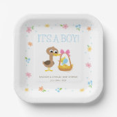 Super eenvoudig | 5 Little Ducks Boy Baby shower Papieren Bordje (Voorkant)