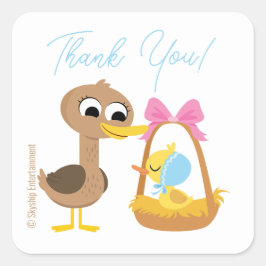 Super eenvoudig | 5 Little Ducks Boy Baby shower Vierkante Sticker