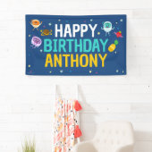 Super eenvoudig | Bumble Nums Space Verjaardag Spandoek (Insitu)