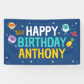 Super eenvoudig | Bumble Nums Space Verjaardag Spandoek (Horizontaal)