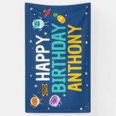 Super eenvoudig | Bumble Nums Space Verjaardag Spandoek (Verticaal)