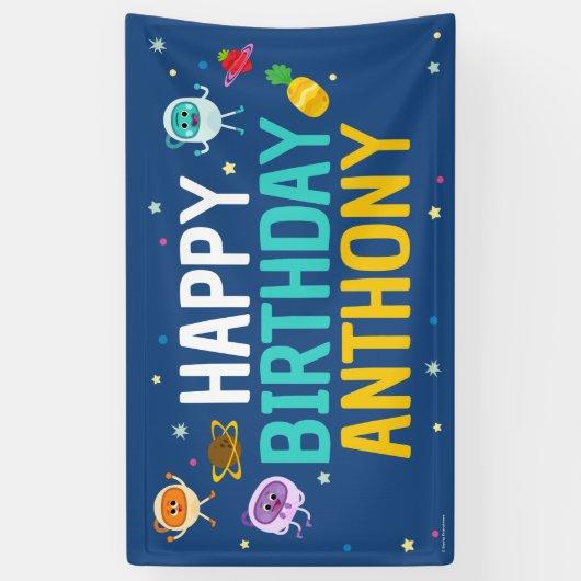 Super eenvoudig | Bumble Nums Space Verjaardag Spandoek (Verticaal)