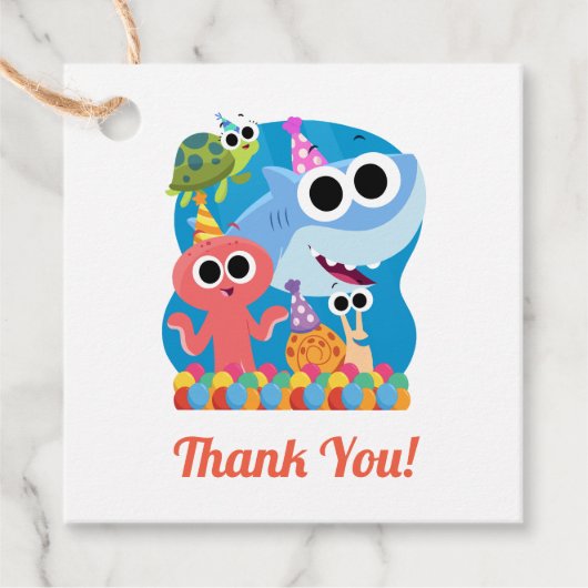 Super eenvoudig | Finny the Shark Confetti Verjaar Bedankjes Labels (Voorkant)