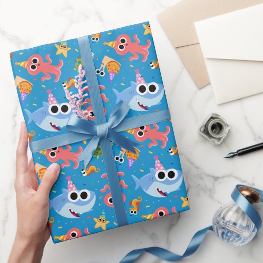 Super eenvoudig | Finny the Shark Confetti Verjaar Cadeaupapier (Geschenken)