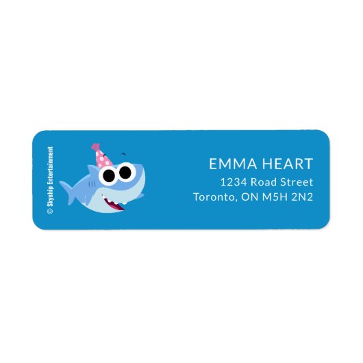 Super eenvoudig | Finny the Shark Confetti Verjaar Etiket (Voorkant)