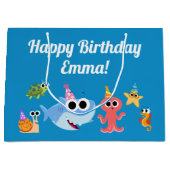 Super eenvoudig | Finny the Shark Confetti Verjaar Groot Cadeauzakje (Voorkant)