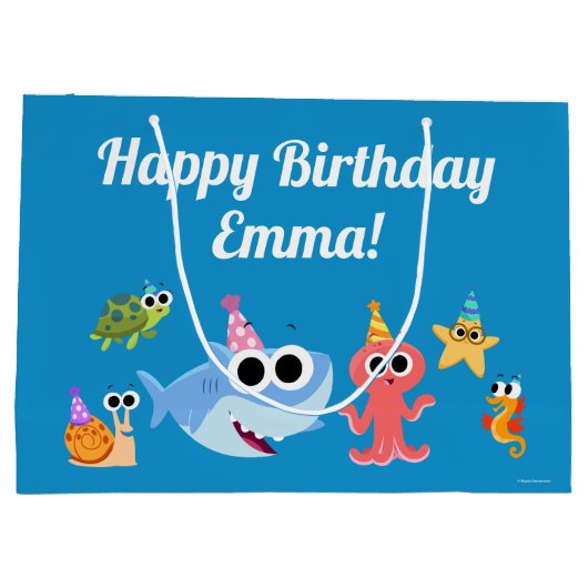 Super eenvoudig | Finny the Shark Confetti Verjaar Groot Cadeauzakje (Achterkant)