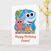 Super eenvoudig | Finny the Shark Confetti Verjaar Kaart (Gele Bloem)