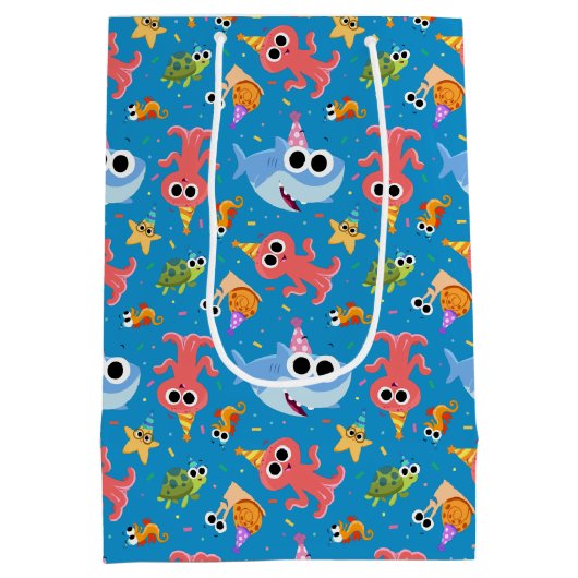 Super eenvoudig | Finny the Shark Confetti Verjaar Medium Cadeauzakje (Achterkant)