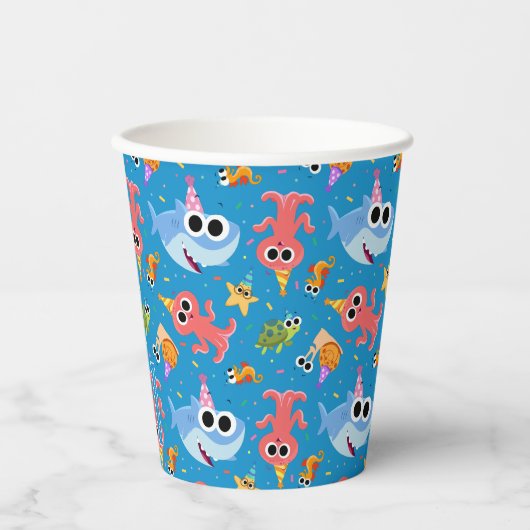 Super eenvoudig | Finny the Shark Confetti Verjaar Papieren Bekers (Voorkant)