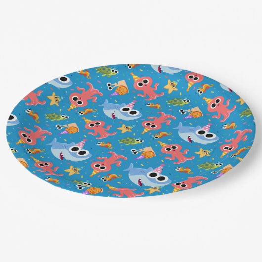 Super eenvoudig | Finny the Shark Confetti Verjaar Papieren Bordje (Gekanteld)