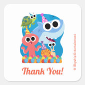 Super eenvoudig | Finny the Shark Confetti Verjaar Vierkante Sticker (Voorkant)