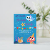 Super eenvoudig | Finny the Shark Ocean Verjaardag Briefkaart (Staand voorkant)