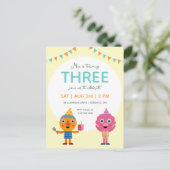 Super eenvoudig | Noodle & Pals Gele Verjaardag Briefkaart (Staand voorkant)