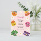 Super eenvoudig | Noodle & Pals Roze Bloemverjaard Briefkaart (Staand voorkant)