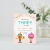 Super eenvoudig | Noodle & Pals Roze Verjaardag Briefkaart (Staand voorkant)