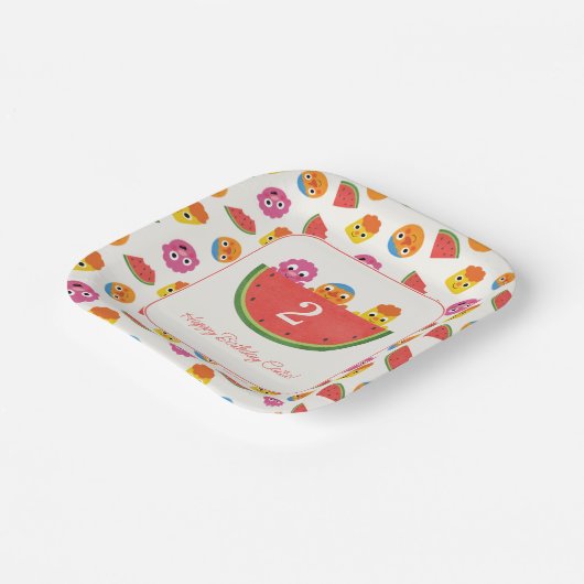 Super eenvoudig | Noodle & Pals Watermelon Party Papieren Bordje (Gebogen)