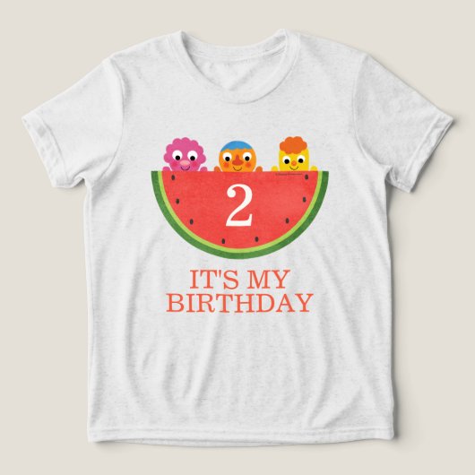 Super eenvoudig | Noodle & Pals Watermelon Party Tri-Blend Shirt (Design voorkant)