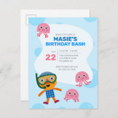 Super eenvoudig | Noodle & Pals Zwemfeest Briefkaart (Voorkant / Achterkant)